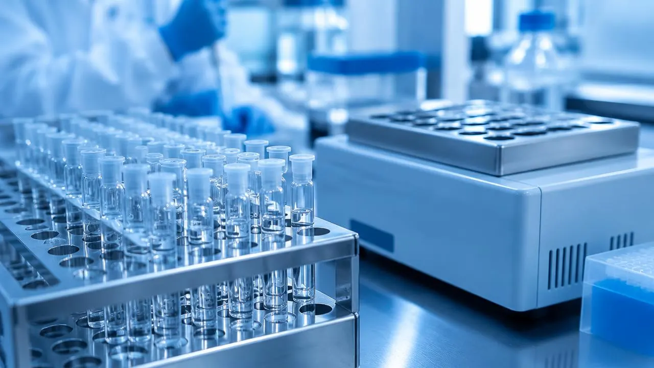 LAL endotoxin testing kit with research peptide samples in a quality-control laboratory
