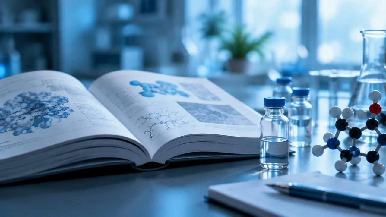Open laboratory notebook with peptide research terminology and molecular structure sketches