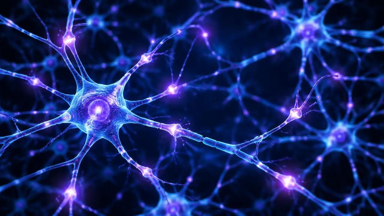 Neuron network illustration representing Semax and Selank neuropeptide laboratory research